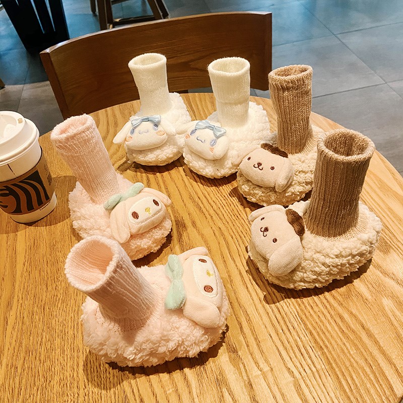 婴儿鞋袜秋冬季软底不掉0-1岁6到12个月男女宝宝鞋子加绒保暖软底