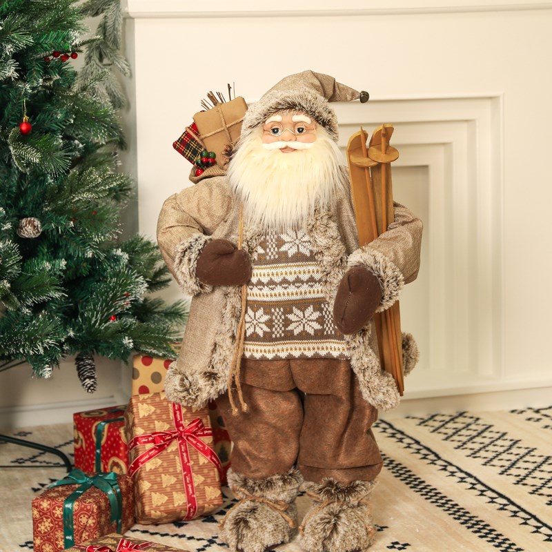 圣诞节装饰品圣诞老人摆件大型圣诞树下橱窗商场主题氛围场景布置