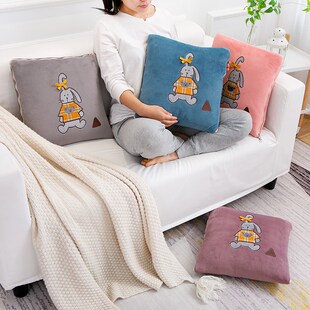 午休空调被两用全棉办公室靠枕折叠午睡毯子沙发汽车靠垫抱枕被子