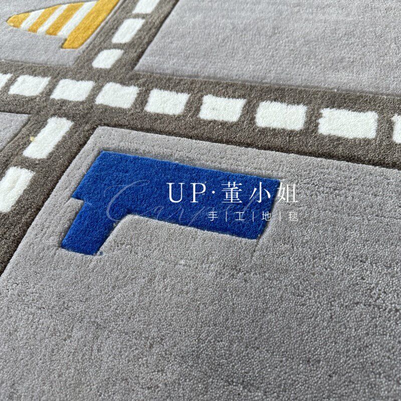 可爱儿童房间汽车轨道地毯男孩卧室爬行地毯加厚卡通儿童房间垫