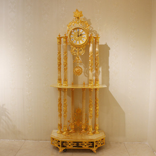 欧式现代简约客厅落地铜钟可置物高档家用铜钟全手工雕花进品铜钟