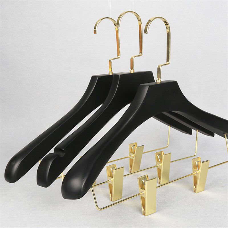 定制LOGO黑色实木套装衣架成人男女款服装店无痕防滑衣柜衣撑包邮