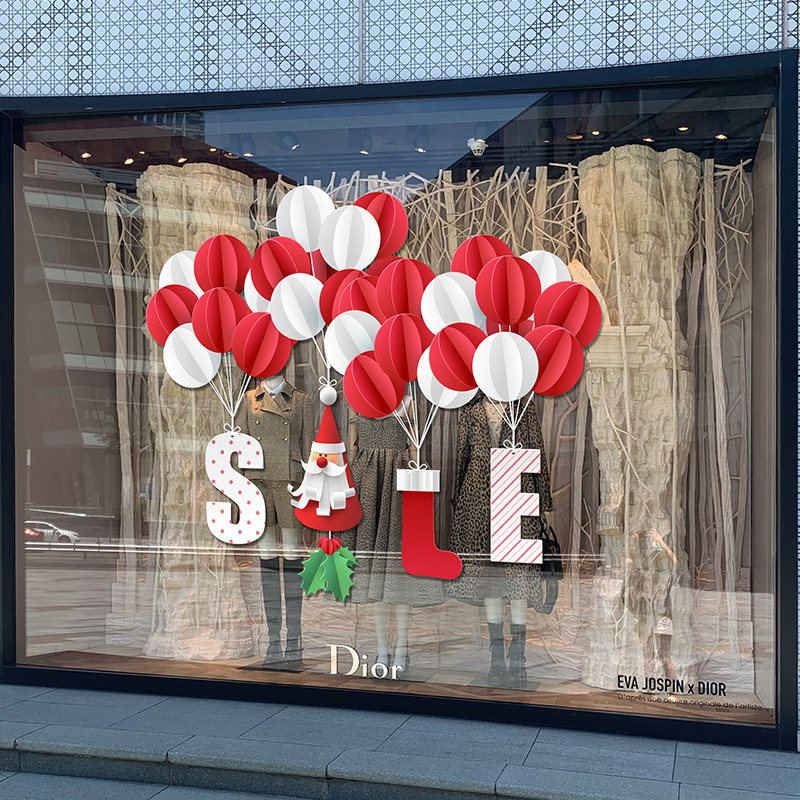 圣诞节超市商场大型玻璃橱窗装饰贴纸服装店餐厅4S店节日氛围布置