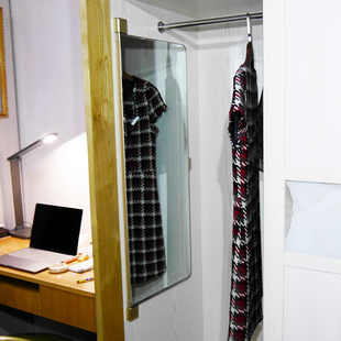 衣柜镜子旋转穿衣镜试衣全身折叠平开门内置内装 隐形对开门推拉镜