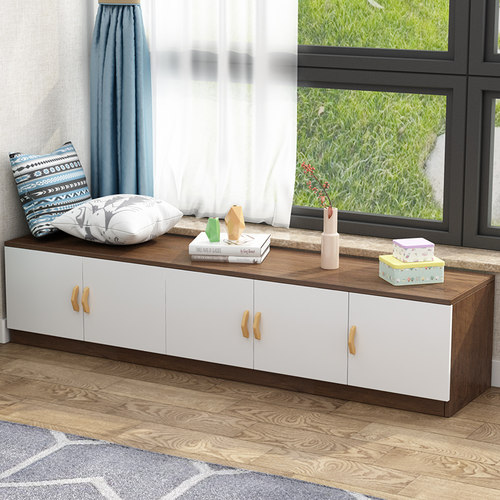 实木飘窗柜收纳柜窗台柜子可坐地柜矮柜阳台收纳柜自由组合定制