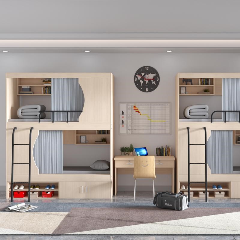 双层高低床青旅民宿公寓床上下铺学生员工宿舍太空舱床学校上下床