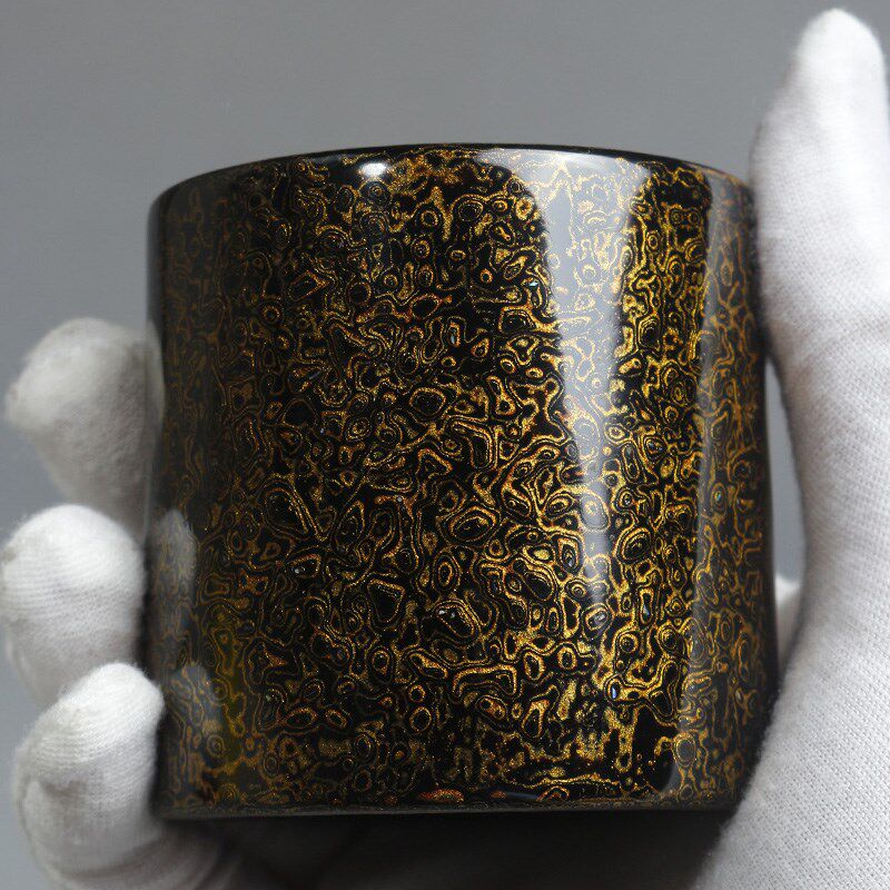 宜兴紫砂杯d纯全手工主人杯原矿老紫泥茶杯小直杯大漆器品茗杯