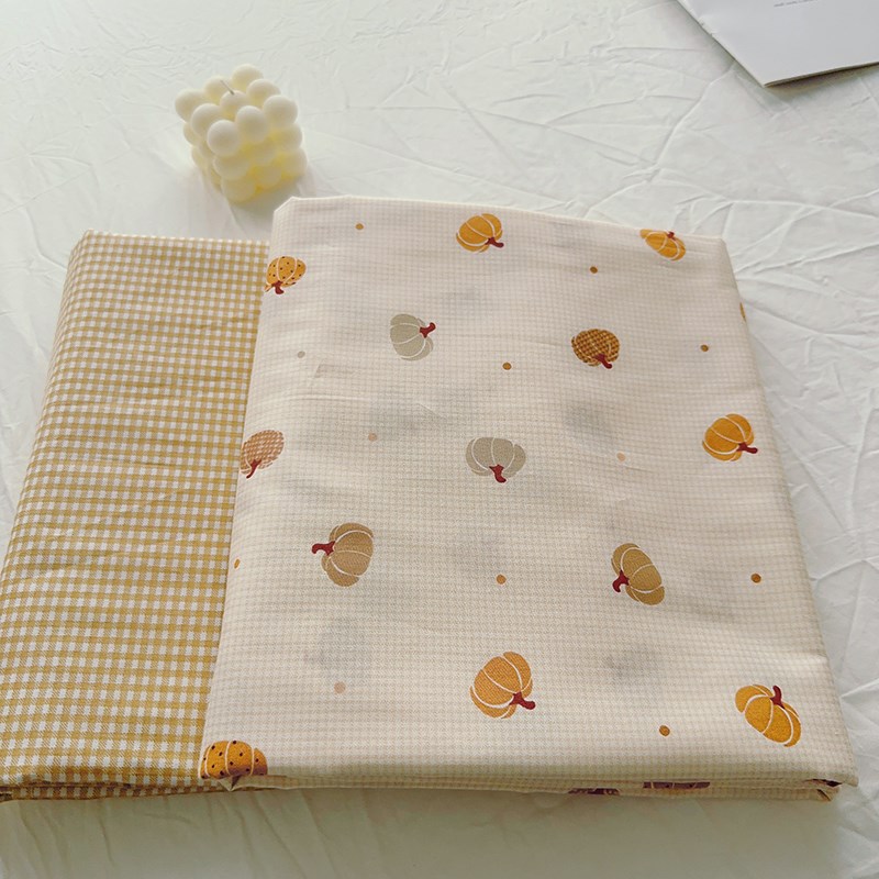 ins可爱小南瓜小格子全棉床单单件文艺纯棉1.5m1.8单双人被单定制