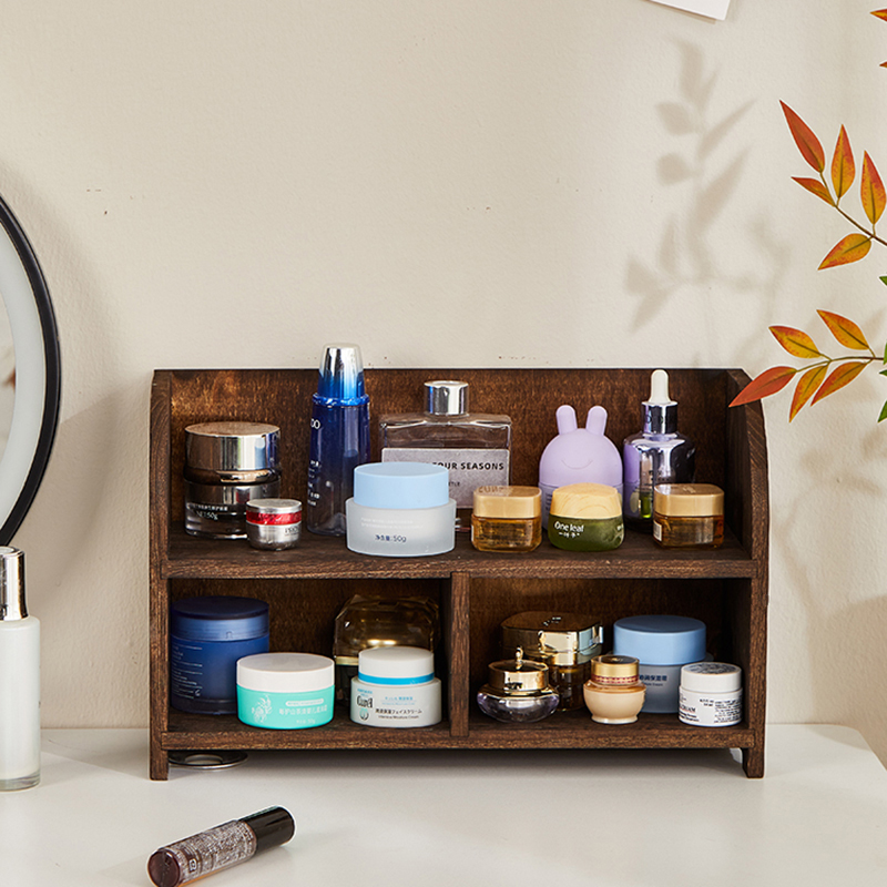 烧桐木桌面置物架茶杯架收纳柜博古架实木多层小书架桌上收纳神器