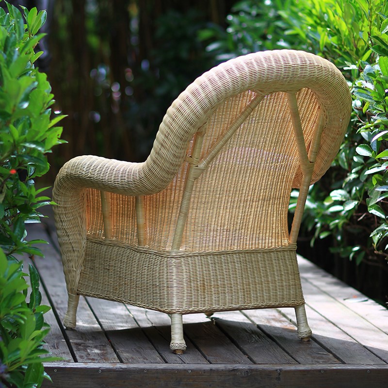 天然藤条编织沙发椅阳台户外客厅会客沙发休闲藤椅单人高靠背手工