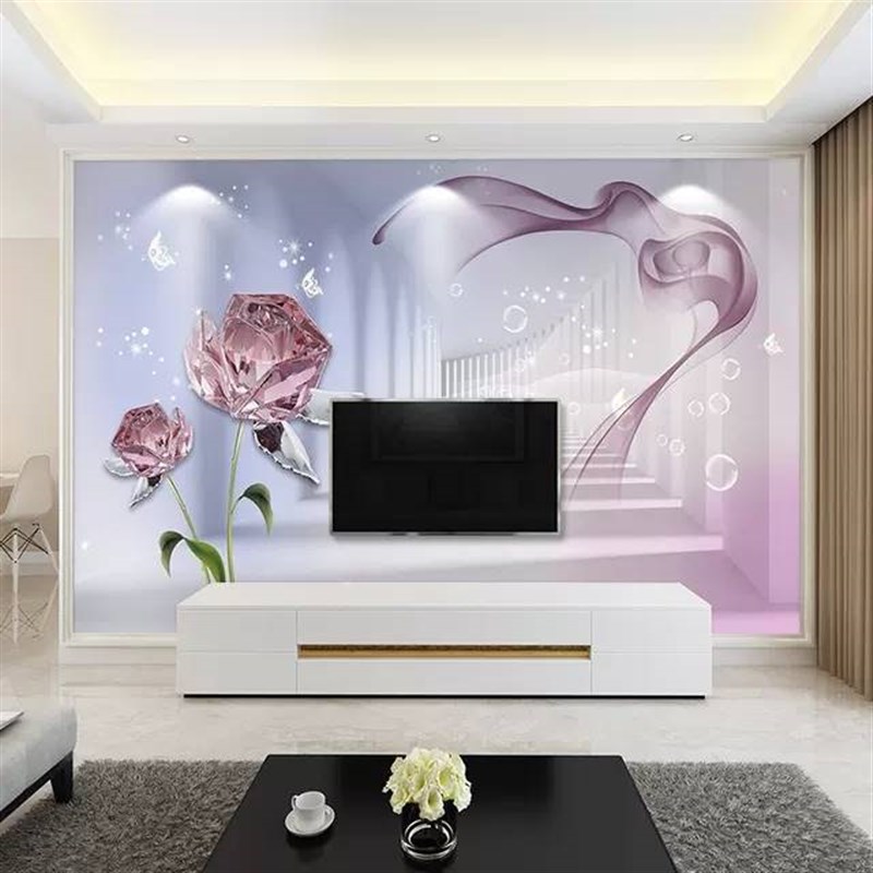 新款电视墙背景墙壁纸自粘客厅现代简约影视墙贴画8d立体装饰卧室图片