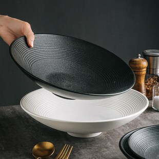 白色沙拉碗高级感斗笠碗陶瓷家用D沙拉盘汤碗拉面碗餐厅酒店商用