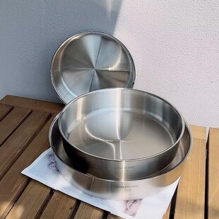 304不锈钢大圆盘蒸年糕凉皮蒸盘水果盘子盛海鲜深盘面皮锣烤盘