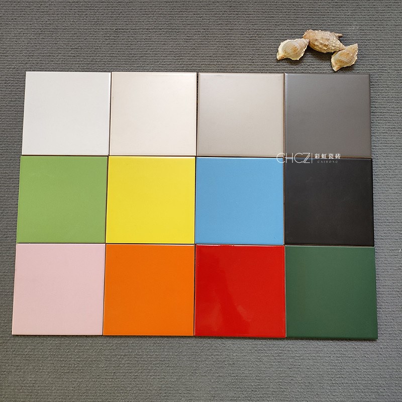 彩色瓷砖150x150 哑光小白砖幼儿园学校墙砖卫生间浴室商场釉面砖