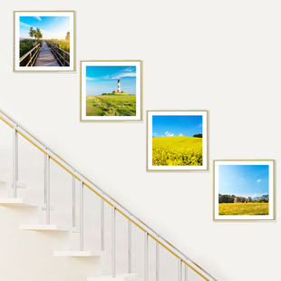 楼梯间装饰画田h园风格风景挂画现代简约餐厅卧室客厅民宿公寓壁