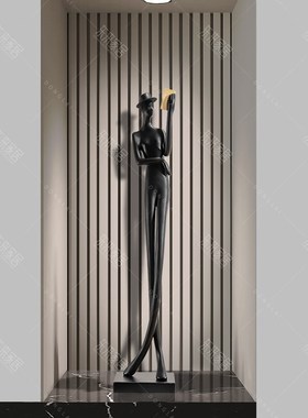 现代抽象看书人物雕塑摆件现代高级感样板间艺术陈设金属软装饰品