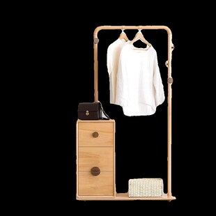 2024年中式实木床头柜挂衣架一体落地H主卧室家用多功能带衣帽定