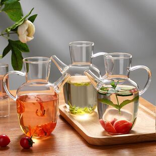 仿宋玻璃茶壶大i容量中式水经注绿茶壶高硼硅执壶煮茶壶花茶果茶