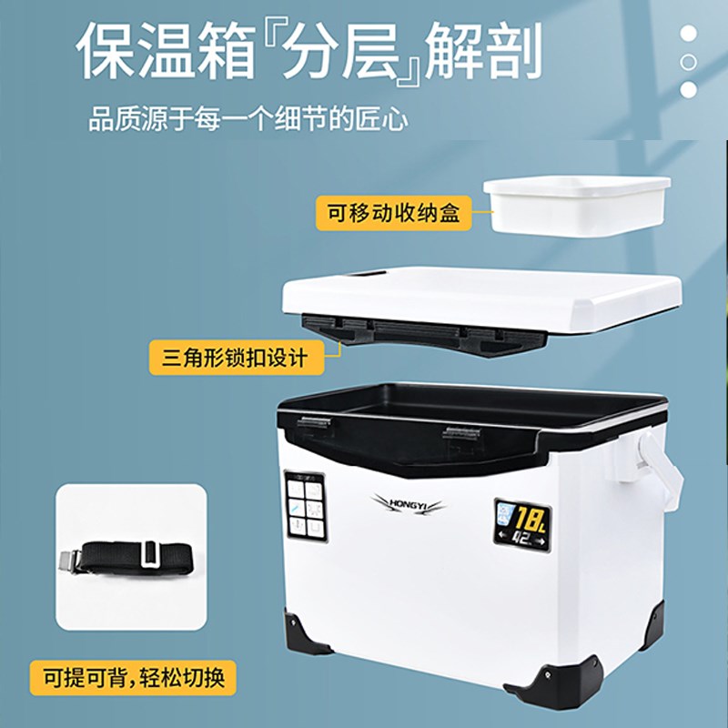海钓箱全尺寸保温箱10L-85L大容量车载保冷保鲜带背带冷藏箱船钓