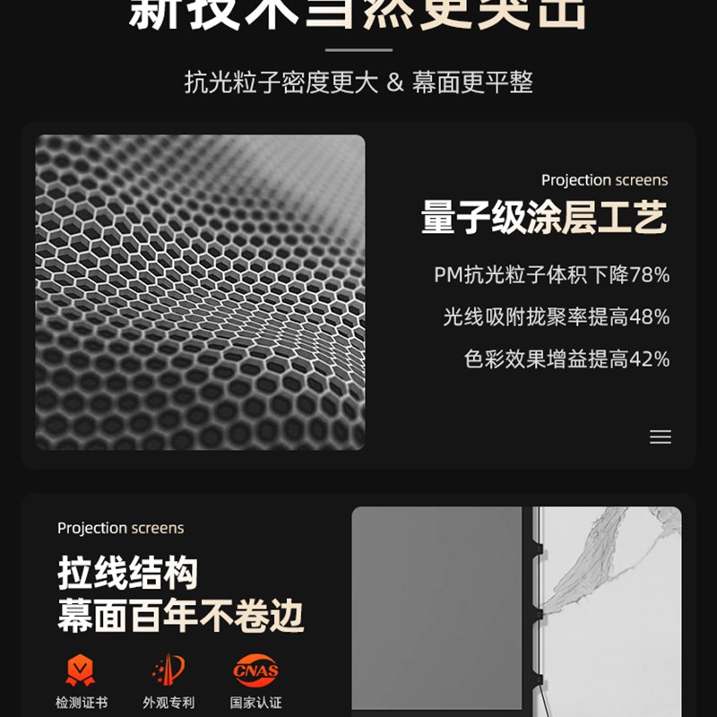 当贝投影嵌入式天花幕布隐藏式电动菲涅尔抗光房间客厅自动升降