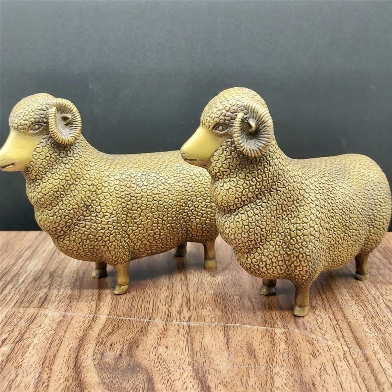纯铜绵羊摆件一对l生肖羊铜羊招财羊吉祥如意喜气洋洋家居饰品摆