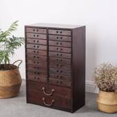 重竹多茶123饼柜层抽屉式 客办厅公胡桃木展示 柜复古收纳茶柜中式