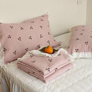 床A类韩版 棉夏凉花边全棉 棉纱布纯JLC毛巾被长绒棉床盖床单被夏季