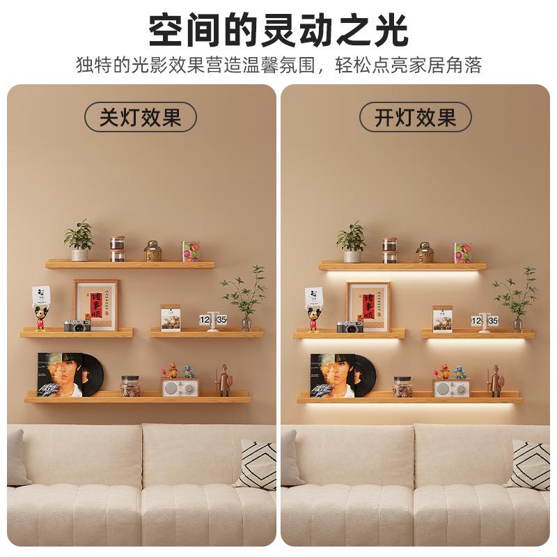 上置物架实G592木免打孔一字板松木墙板客厅家用墙挂装饰搁面板带