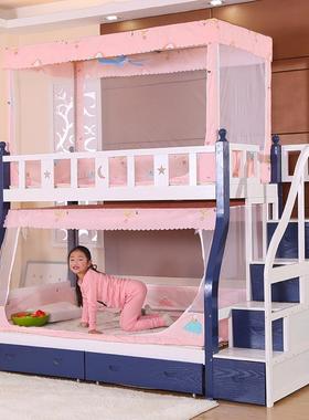 子母床蚊帐上高下伸铺梯形防尘家用缩遮CXI光床帘低床幔双层高床