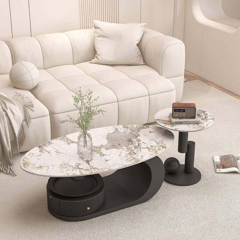 板SBI奶油风创意茶型几客厅2025新款椭圆形用家小户意式极简岩茶桌,影音电器,DIY配件,淘宝优惠券,粉丝福利购,淘宝优惠卷