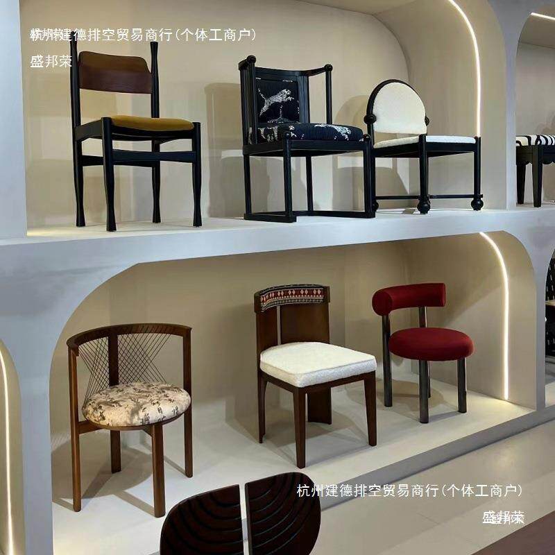 高颜值家用背靠古风木餐椅凳子H7897风餐椅子中设实计师法桌式复