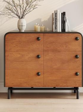 ?穆瑞家斗具中古木FL6587餐桃边柜客厅靠墙三柜卧室胡色复古实收