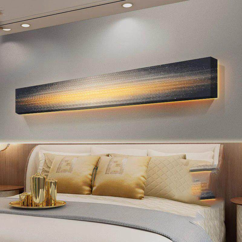 卧室床头装饰画现轻感奢细窄长cd651479条抽创意象代艺术客厅沙发