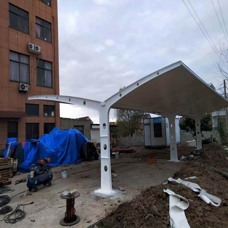 膜结构户外停车场遮阳雨棚钢结雨构结构汽车棚电桩自充行膜车蓬