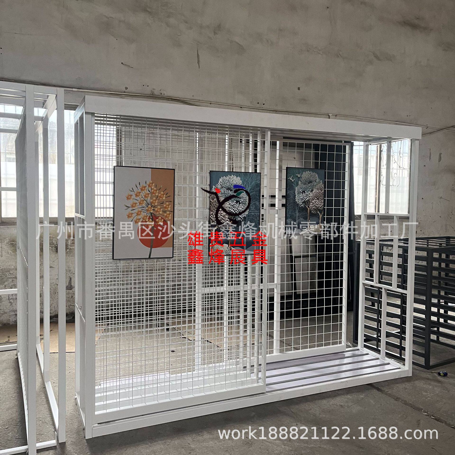 厂家直销铁丝网推拉挂画展示架画框抽拉展架挂画架工具配件展架