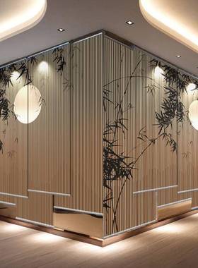 新中式软卷帘窗帘卷拉F978JSTT式帘电动降客厅茶室隔断帘屏升风直