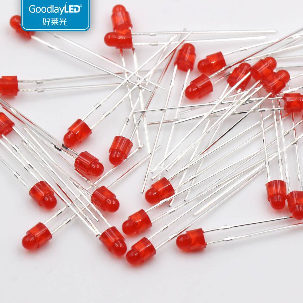 深圳珠工厂X4mmD长脚色直插灯珠高显色OPS红光灯LE发光二带极管