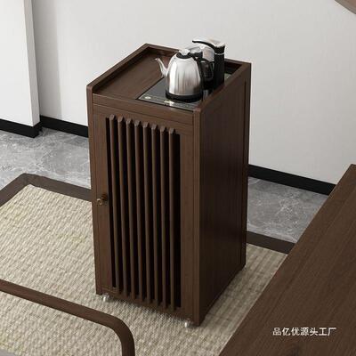 茶家用小桌茶台边侧柜柜实泡茶吧茶几烧水PAA壶一体水桶架木茶水