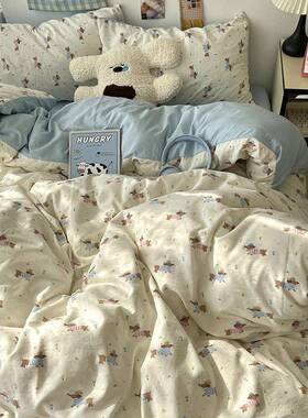 A类床上用品四件套纯棉全被100682棉床单单套床笠罩被学生宿舍人