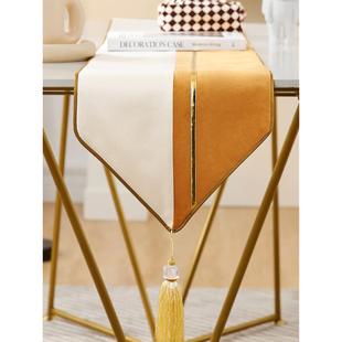 xyt现代轻奢旗餐中桌装 饰布长条茶几旗间布蓝色F76TSJTT茶台巾简