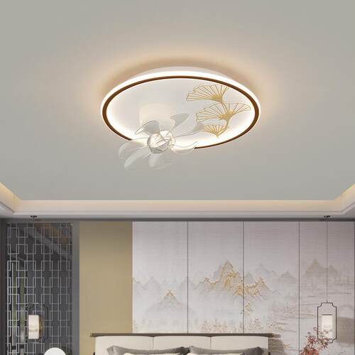 中式茶台新风扇灯卧新吸顶室灯简约餐厅电款扇267家用摇头吊扇灯