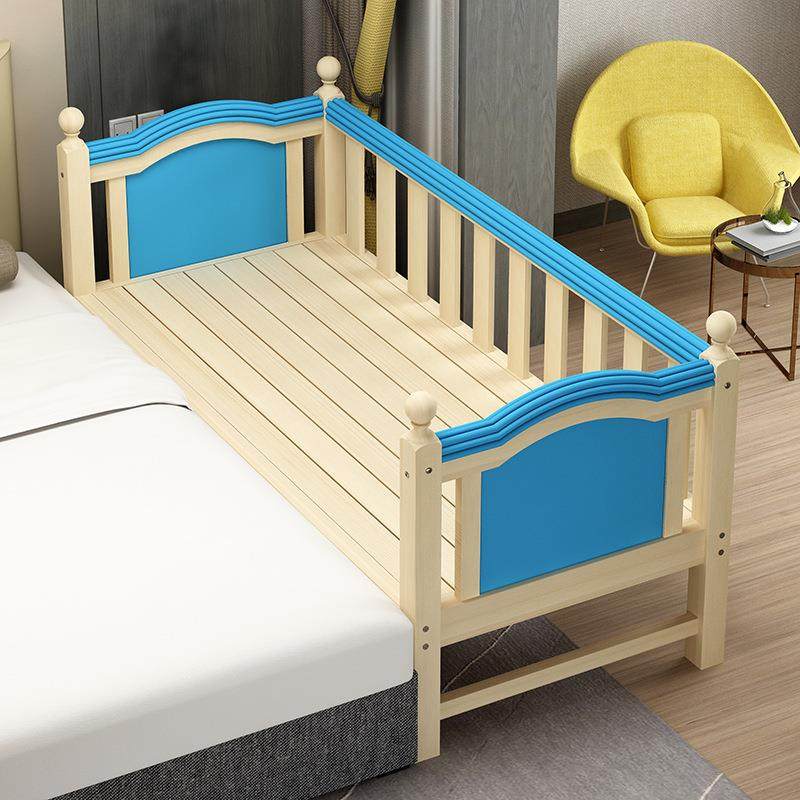 实木儿伸童床带艾趣彩色护男栏孩孩拼接床婴儿宝宝女床边小床延加