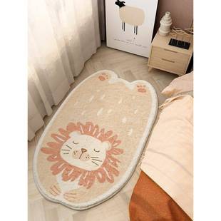 A5可爱床边地毯卧厚室狮子小地毯长条床前床下地垫F76597MH间家用