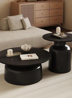 实木奶油圆茶几客厅形家用小户型简约网民宿UDN组红合提尼艺铁边