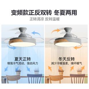 带灯扇隐风吊灯吊扇灯餐厅客厅家用727卧室形风灯吸顶灯智能全光