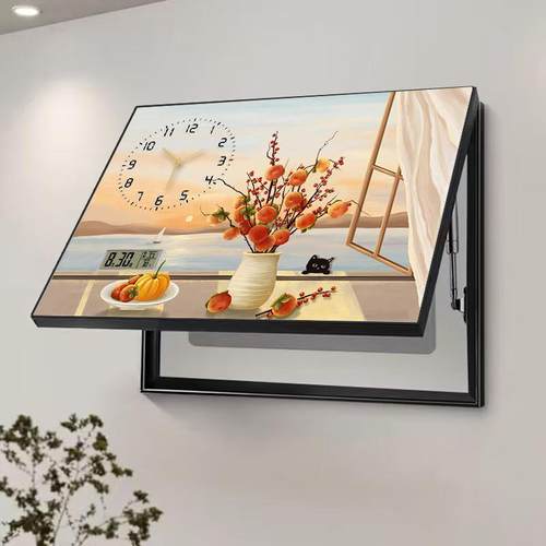电表箱装饰画轻感遮箱挡20电25btX7S3r4新款带钟表万年奢历电闸箱