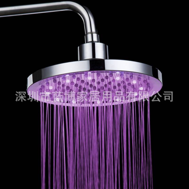 LED顶喷 七彩自变色/快闪ABS圆形8寸发光变色淋浴顶喷 8030-B2