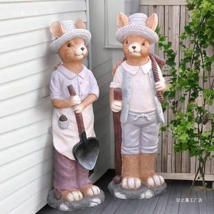 可爱松鼠门摆件落地创意卡花园装 饰物雕塑庭院布T7467721通置民俗