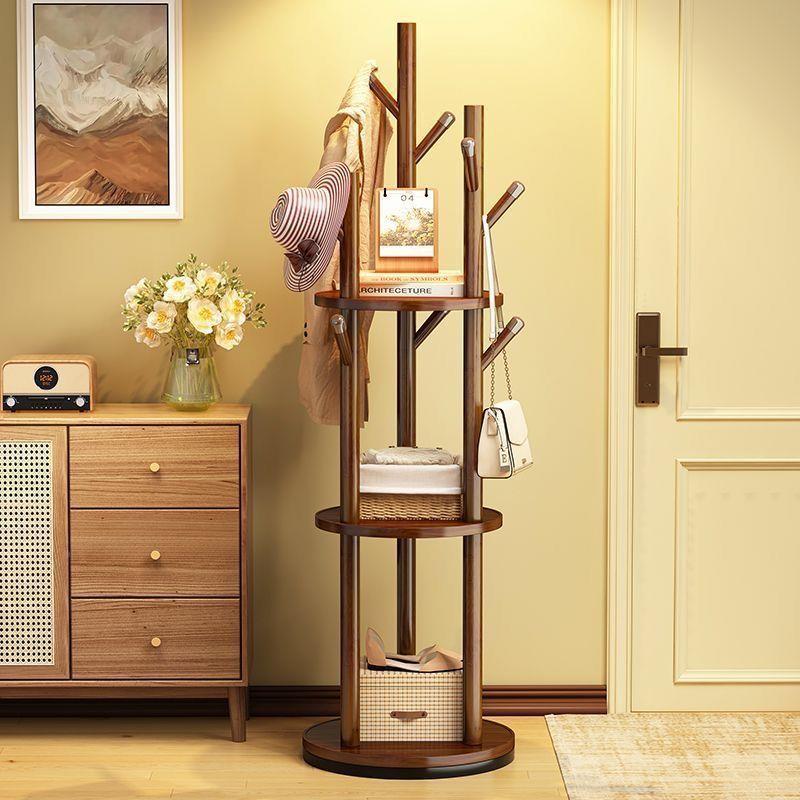 实木子旋转帽架衣落衣架卧室家用置物架立00式衣服地架客厅挂衣架