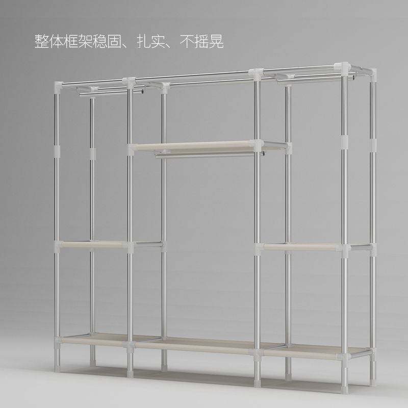 简易衣柜钢管加粗加固布衣柜双单人衣橱非实木组装收纳超大布衣柜